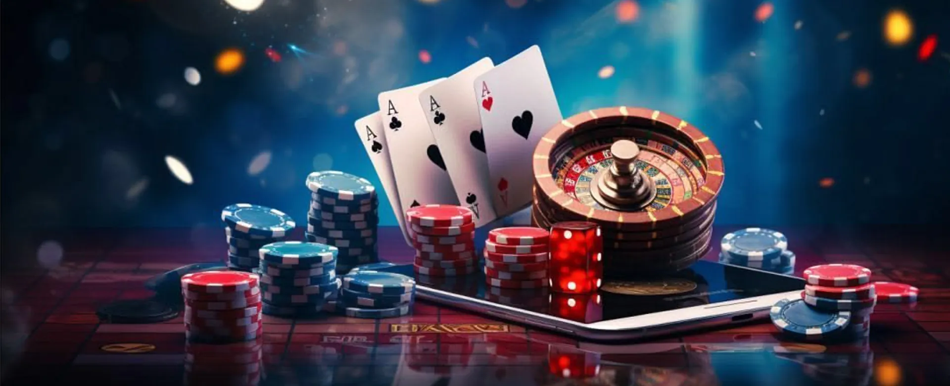 Background image of a vibrant online casino with gaming elements